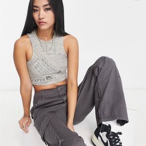 NWOT Urban Revivo high neck graphic tank top in gray